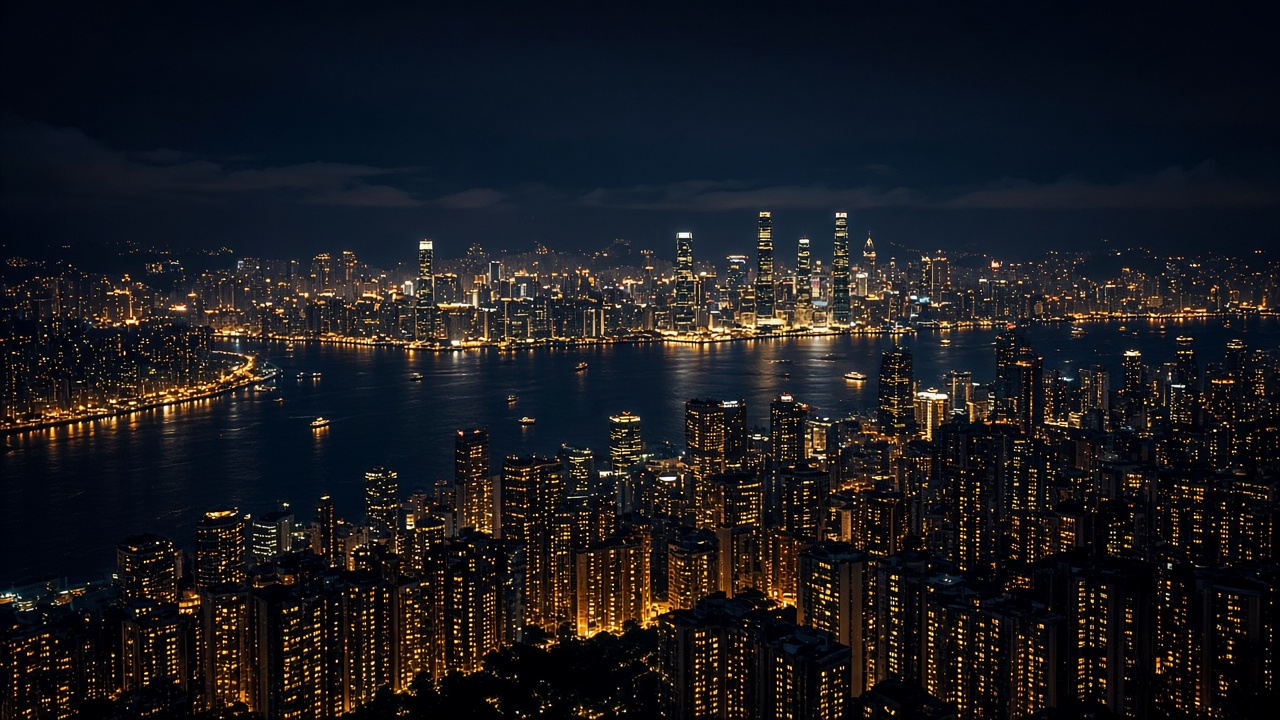 Global city skyline at night